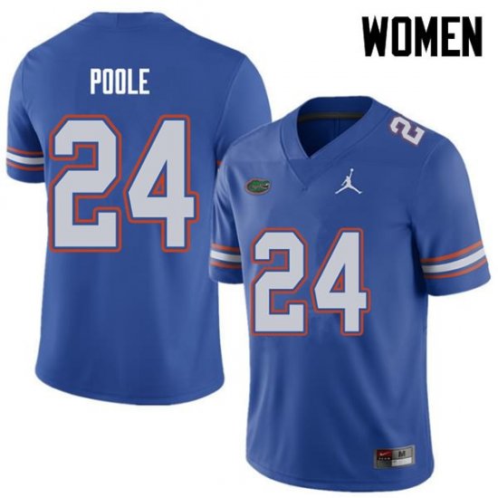 Women's Florida Gators #24 Brian Poole NCAA Jordan Brand Royal Authentic Stitched College Football Jersey VXQ5162IH